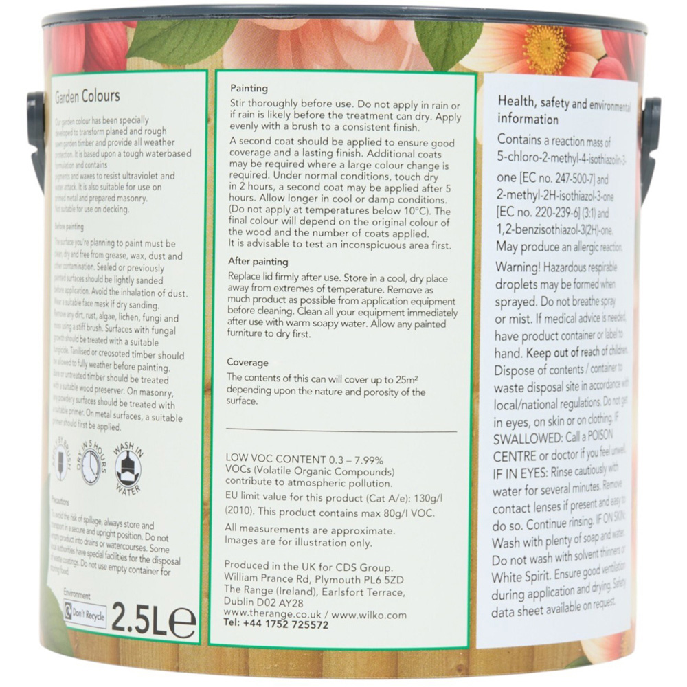 Wilko Garden Colours Cornflower Wood Paint 2.5L Image 2