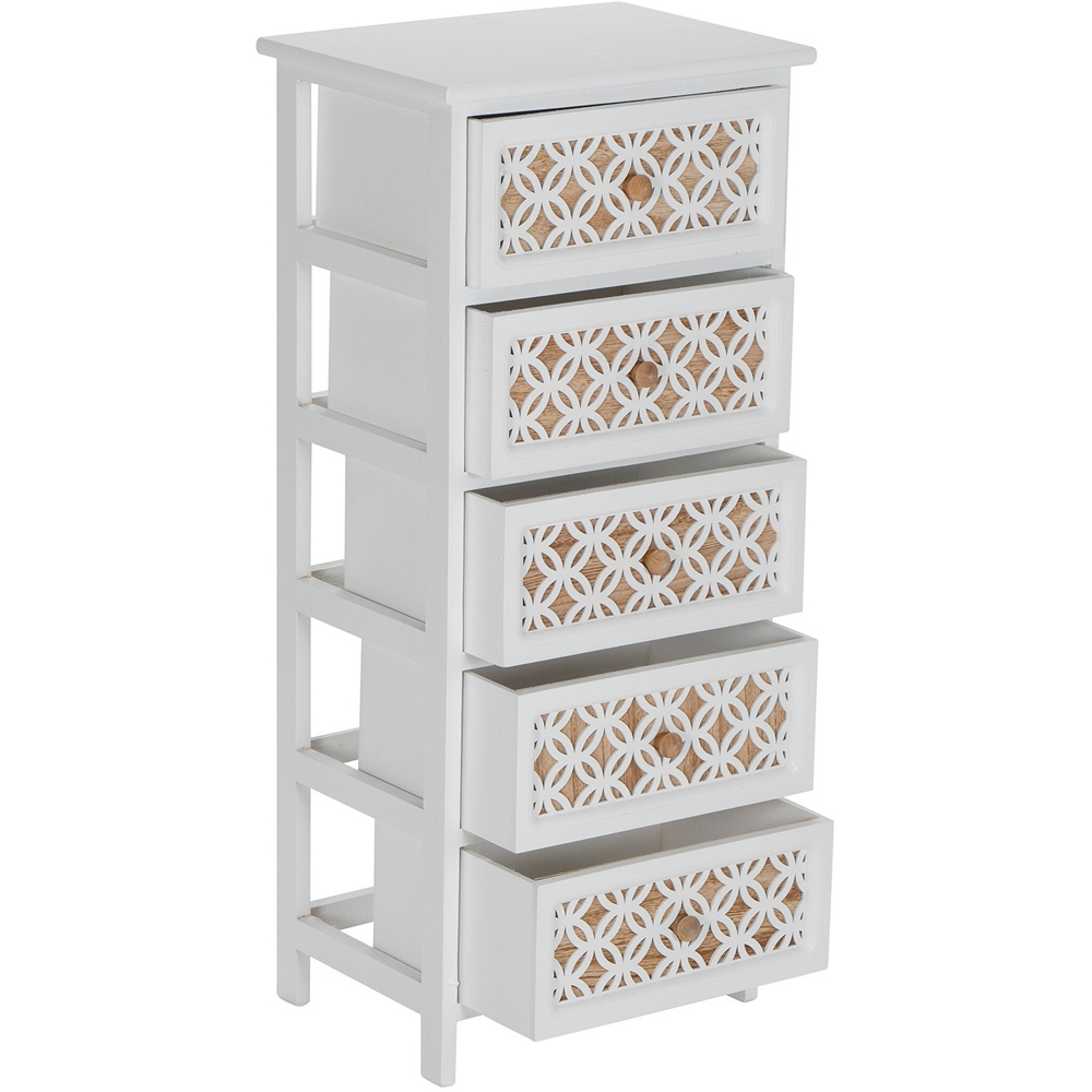 Nasara 5 Drawer White Storage Tower Image 3
