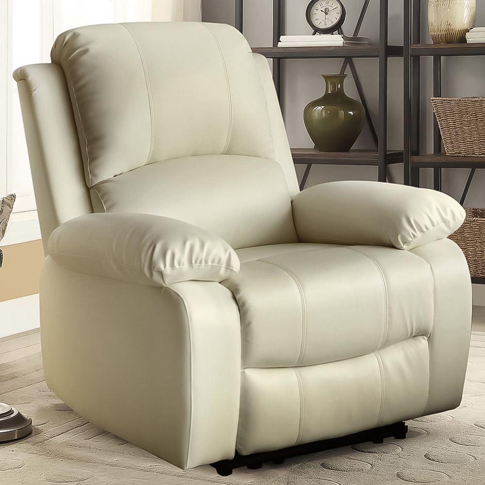 Brooklyn White Bonded Leather Manual Recliner Chair Image 1