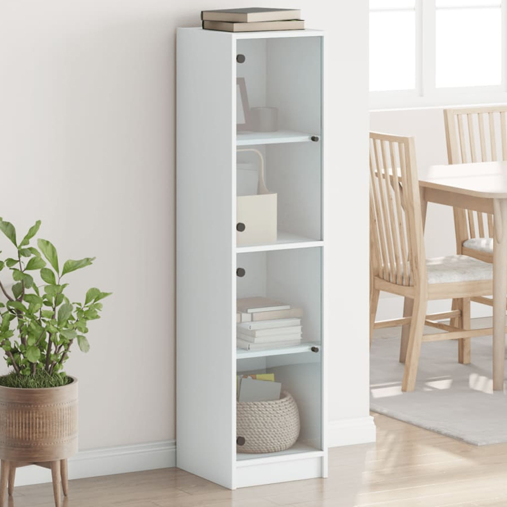 vidaXL 2 Glass Door White Highboard Image 1