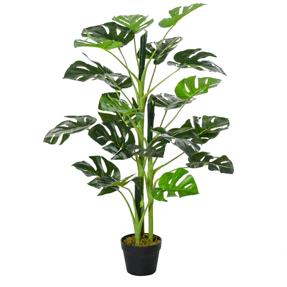 Outsunny Monstera Tree Artificial Plant In Pot 3.2ft Image 1