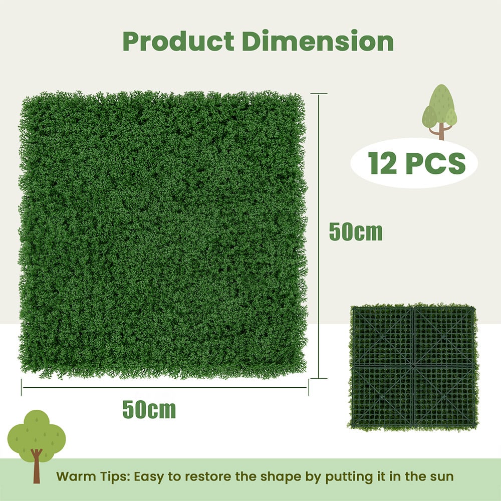 Costway 1.6 x 1.6ft Artificial Grass Wall Panels 12 Pack Image 9