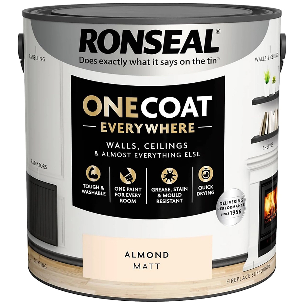 Ronseal One Coat Everywhere Almond Matt Interior Paint 2.5L Image 2