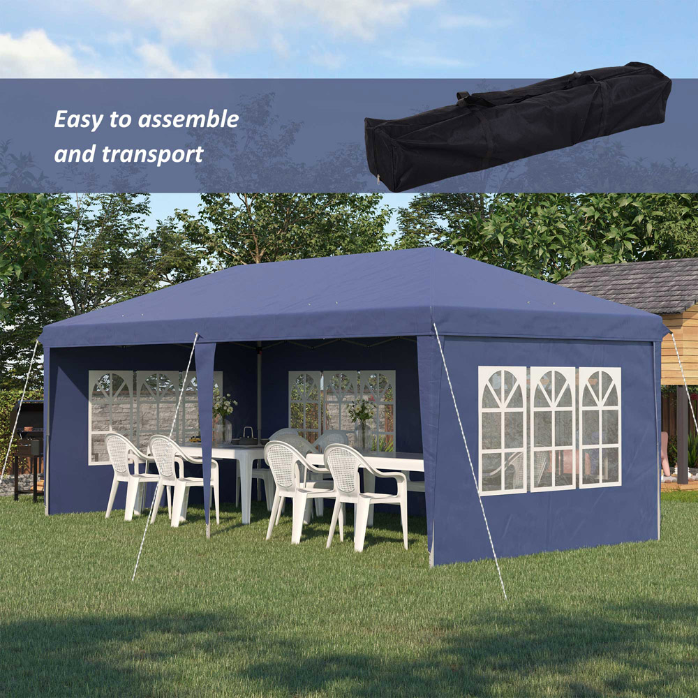 Outsunny 3 x 6m Blue Heavy Duty Gazebo Party Tent with Bag Image 7