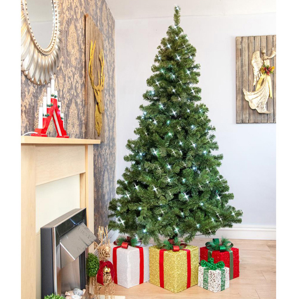 Shatchi Pre-Lit Cool White LED Alaskan Pine Artificial Christmas Tree 7ft Image 2
