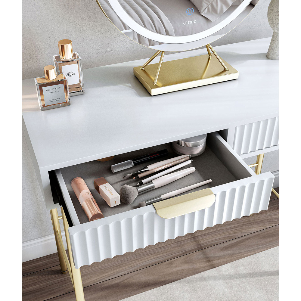 CARME Home Maya White 2 Drawer Dressing Table Image 3