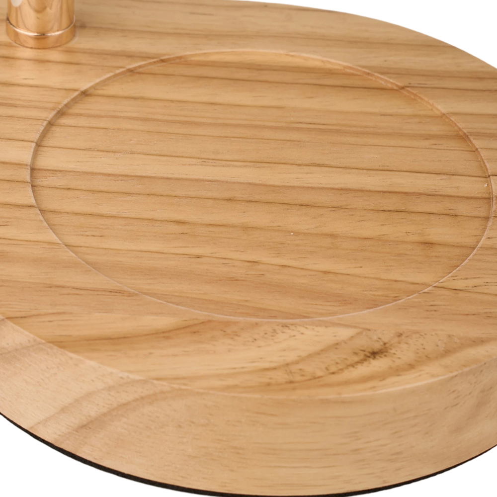 Living and Home Natural Wood and Crystal Height Adjustable Tabletop Candle Warmer Lamp Image 6