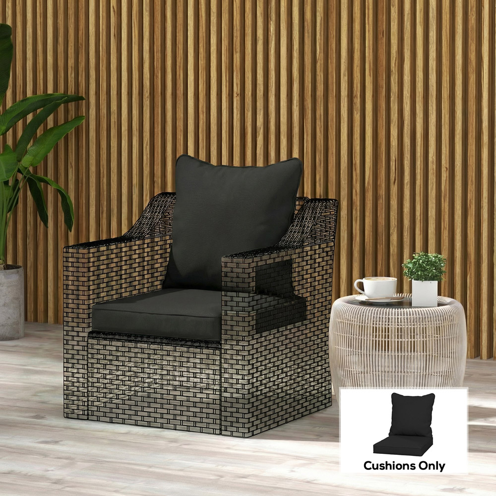 Outsunny Black Seat and Back Pad Garden Chair Cushion Set 62cm Image 3