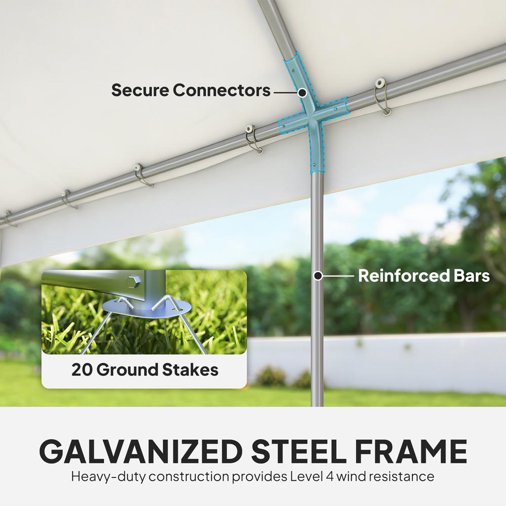 Outsunny 6 x 4m White Heavy Duty Garden Gazebo Image 6