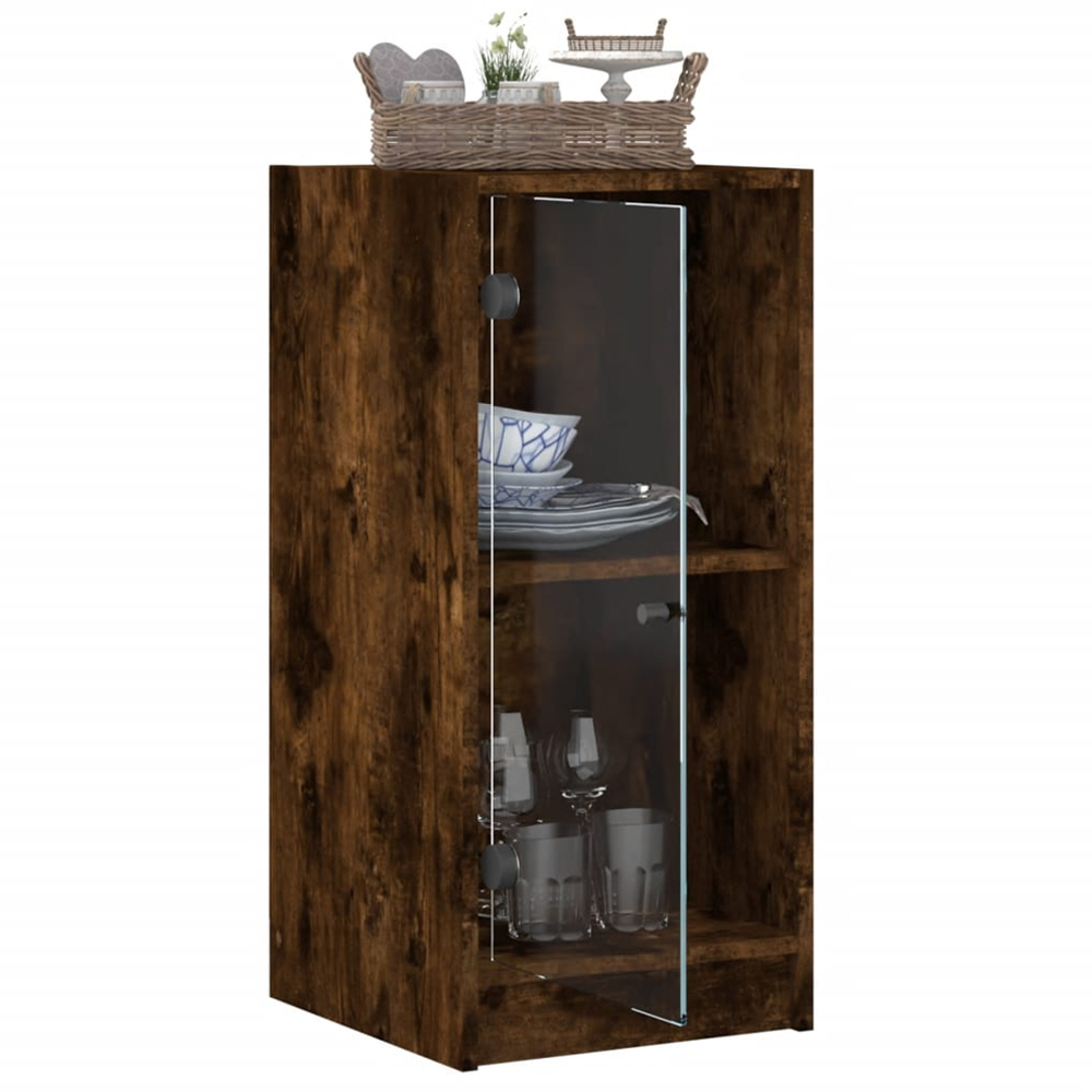 vidaXL Single Door Smoked Oak Side Cabinet Image 4