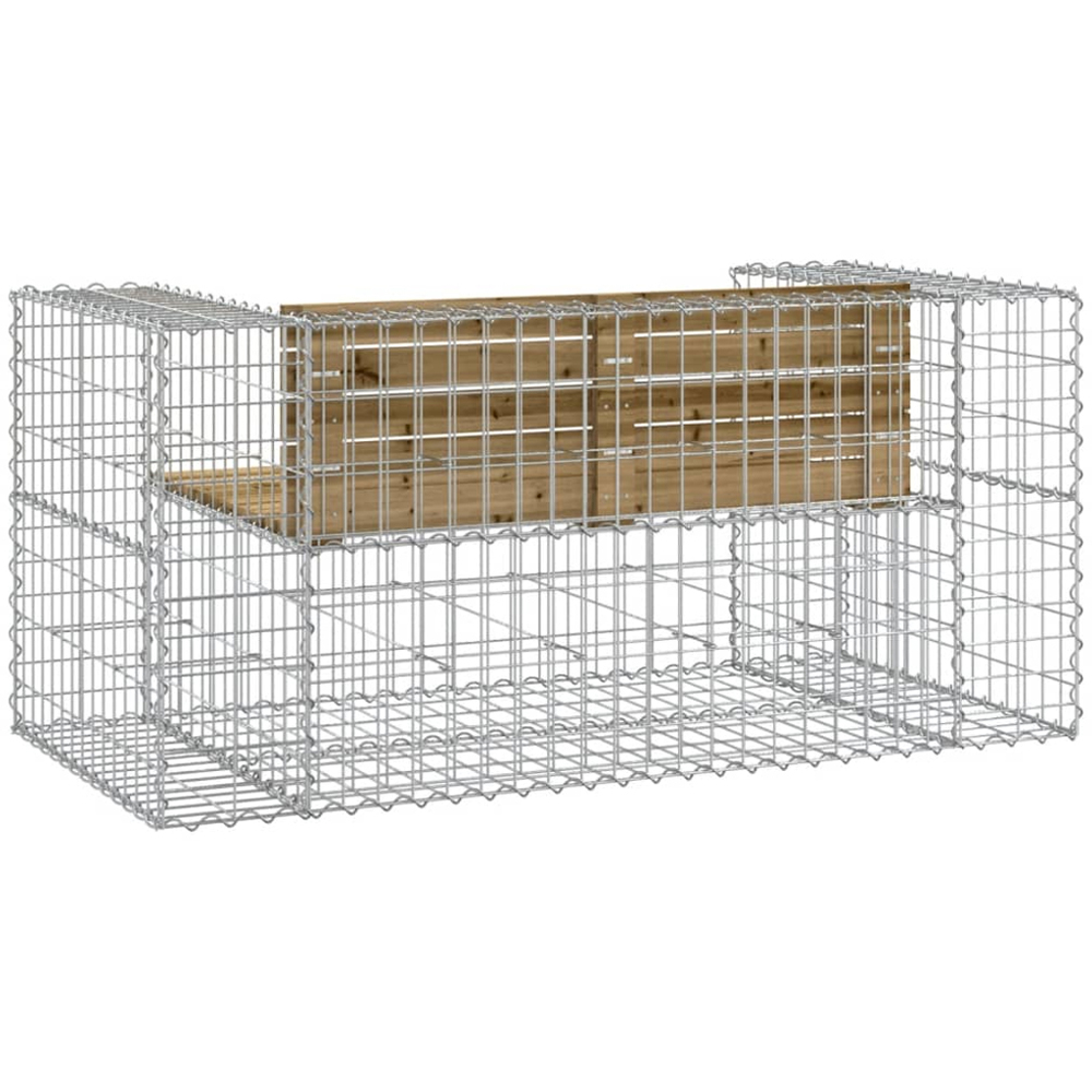 vidaXL Brown Solid Impregnated Pine Wood Gabion Design Garden Bench 143 x 71 x 65.5cm Image 4