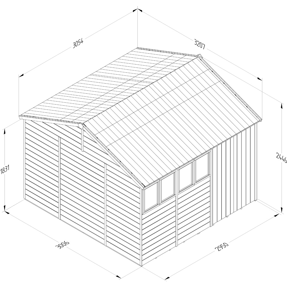 Forest Garden Timberdale 10 x 10ft Single Opening Tongue and Groove Reverse Apex Garden Shed Image 9