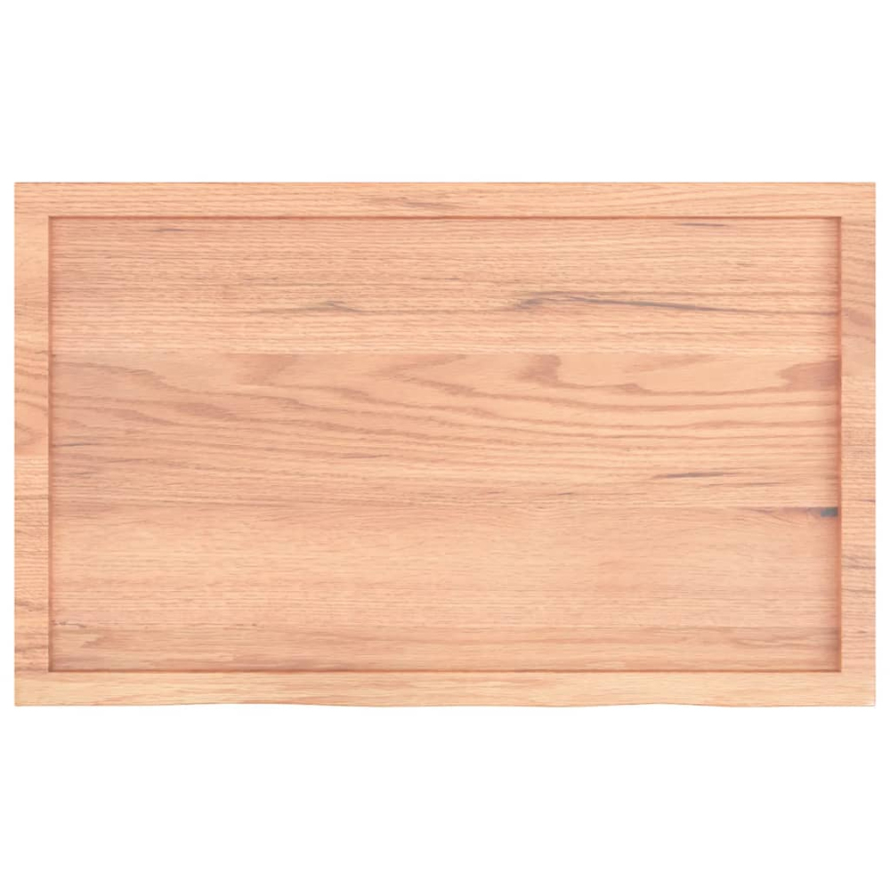 vidaXL 100cm Light Brown Treated Solid Oak Wood Floating Wall Shelf Image 4