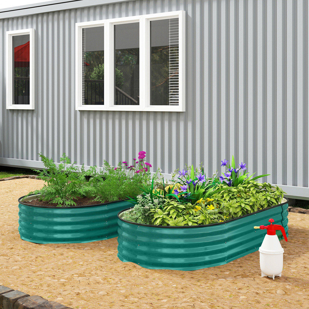 Outsunny Light Green Galvanised Raised Garden Bed  180 x 90 x 30cm Image 8