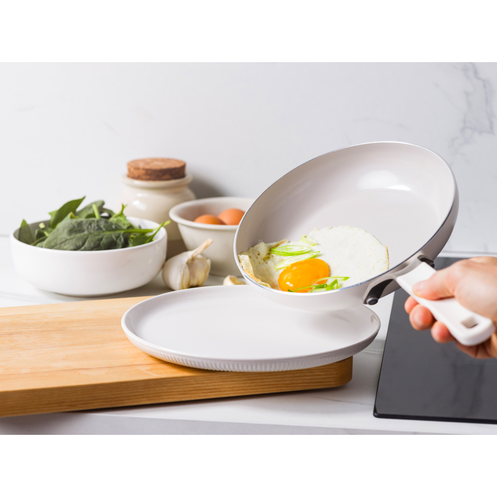 KitchenAid 24cm Porcelain White Coloured Aluminium Frying Pan Image 2