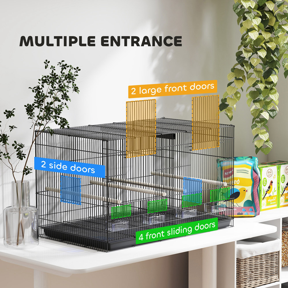 PawHut Black Bird Cage with Divider 76 x 46 x 46cm Image 6