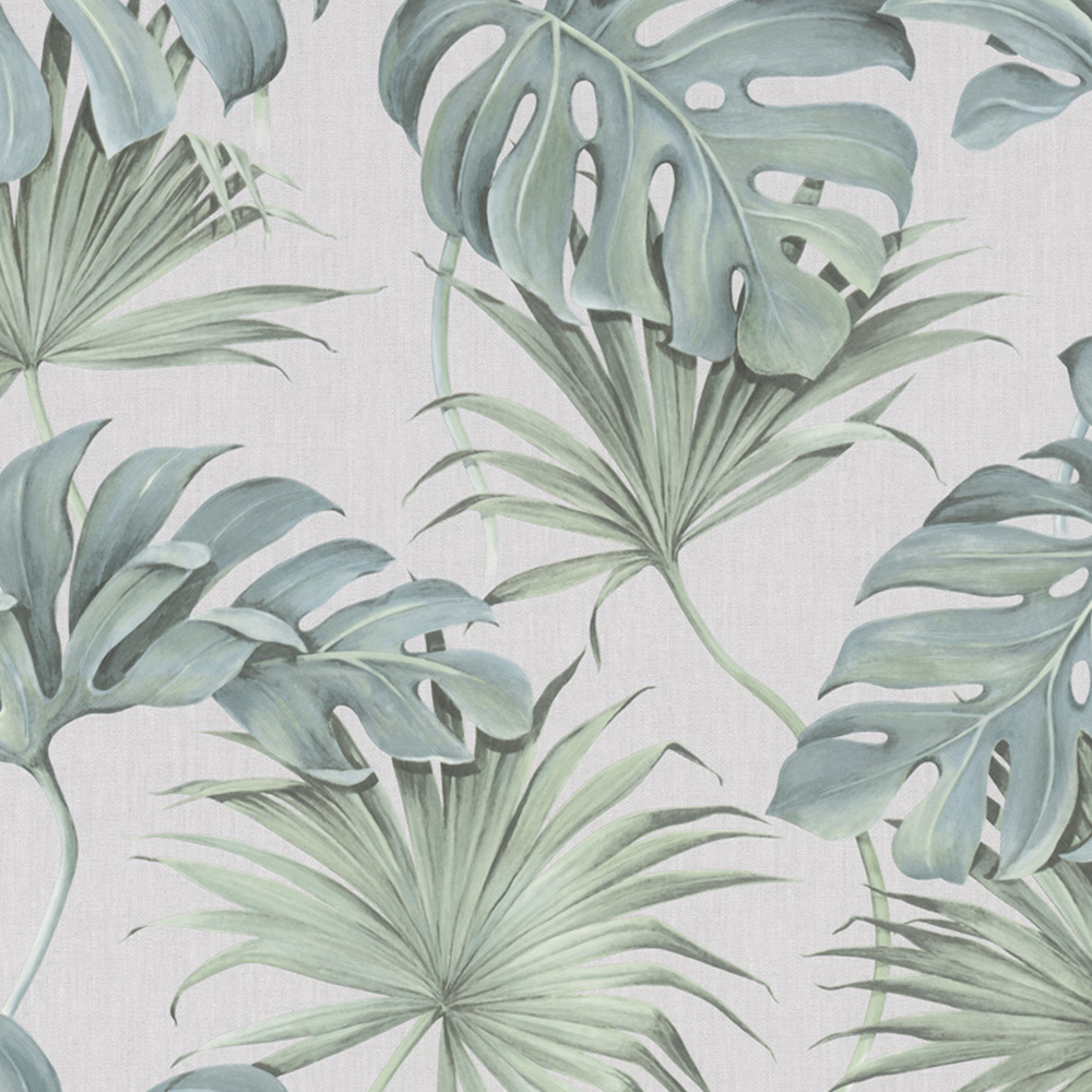 Galerie Industrial Effects Tropical Leaf Green and Beige Wallpaper Image 1