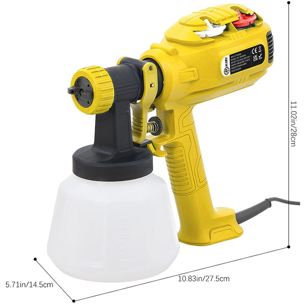 Living and Home 800W Yellow Electric Paint Sprayer Gun with 4 Nozzles Image 8