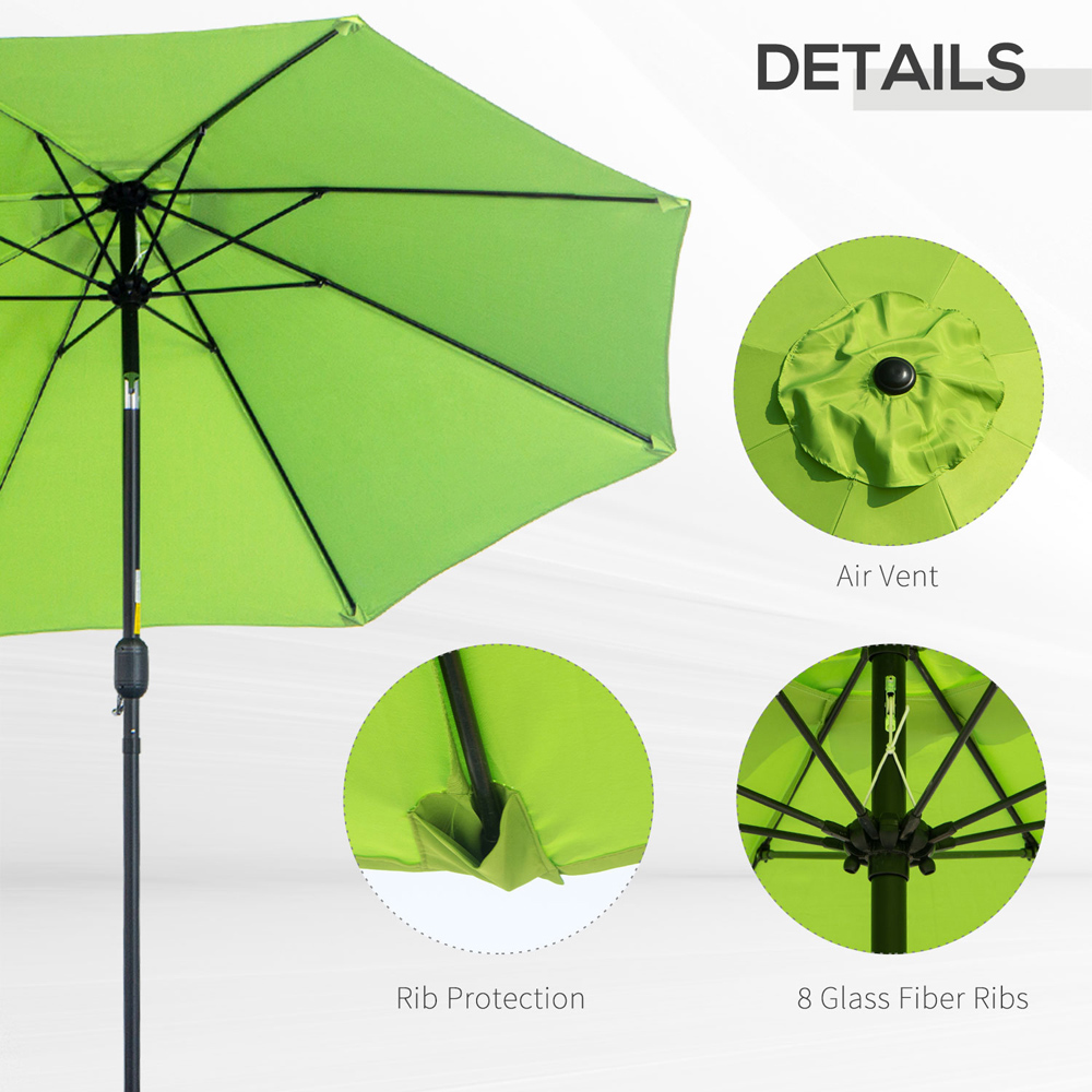 Outsunny Light Green Crank and Tilt Parasol 2.7m Image 6