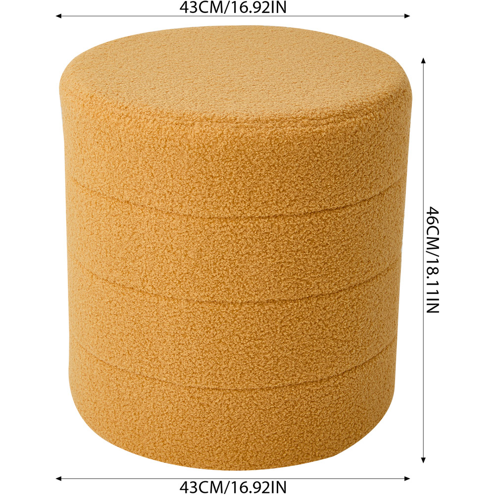Living and Home Mustard Yellow Teddy Fleece Tub Design Round Footstool Image 9