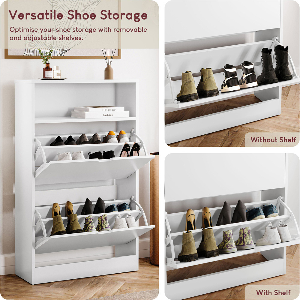 VIDA DESIGNS 2 Drawer Single Shelf White Shoe Cabinet Image 6