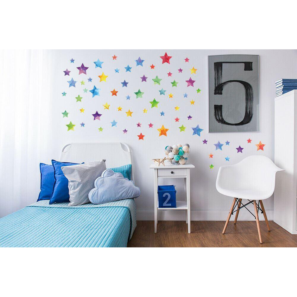 Walplus Kids Colourful Watercolour Stars Self Adhesive Wall Stickers Image 2
