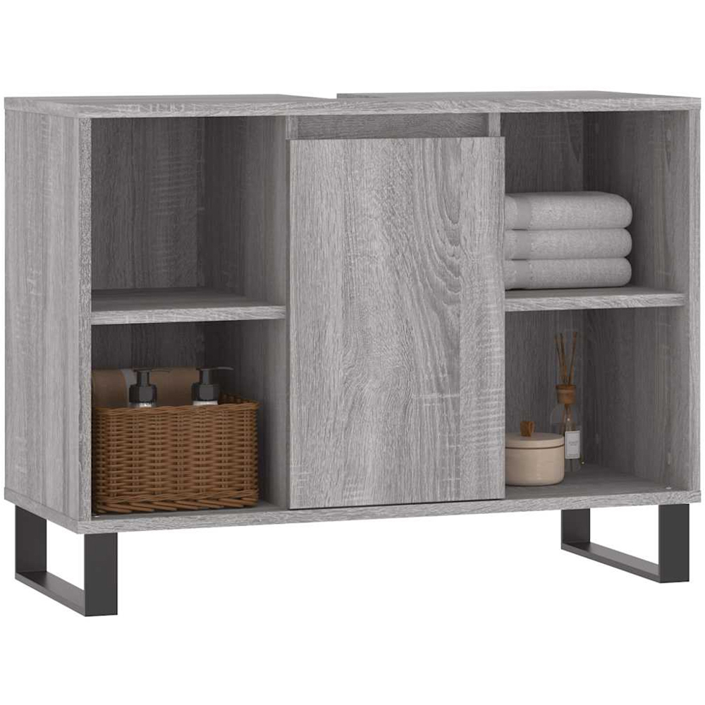 vidaXL Single Door 4 Shelf Grey Sonoma Bathroom Cabinet Image 3