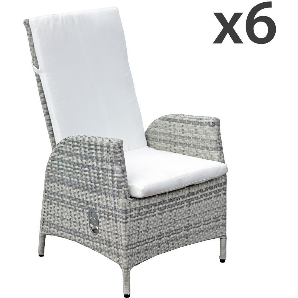 Oseasons Lisbon Set of 6 Mixed Grey Rattan Reclining Dining Chairs Image 3