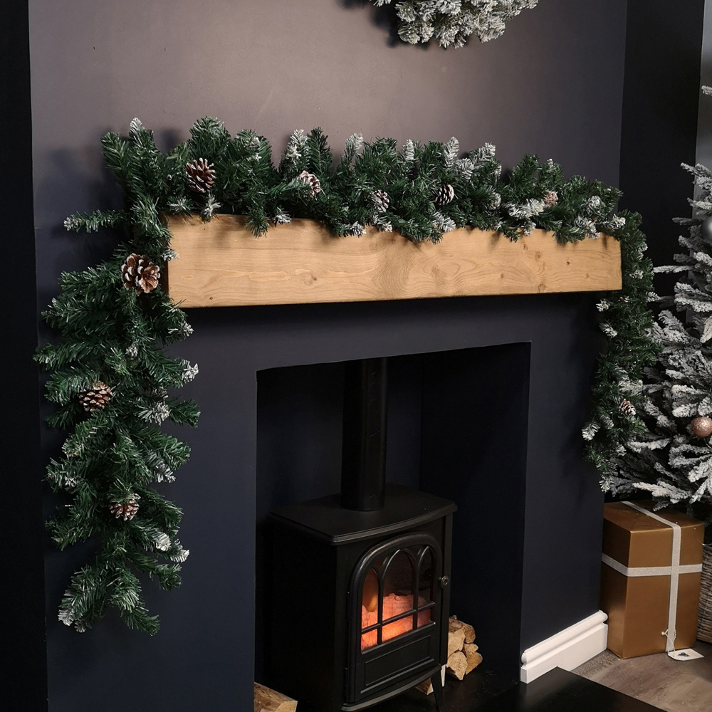 Samuel Alexander Snow Tipped Christmas Garland with Pine Cones and Mixed Needles 270cm Image 6