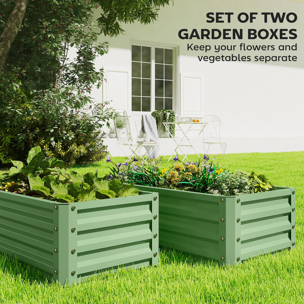 Outsunny Set of 2 Light Green Raised Garden Bed 30 x 60 x 110cm Image 8