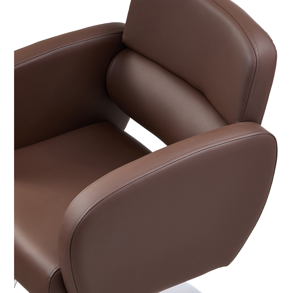 Living and Home Brown and Silver Barber Chair with Hydraulic Lift and Footrest Image 5