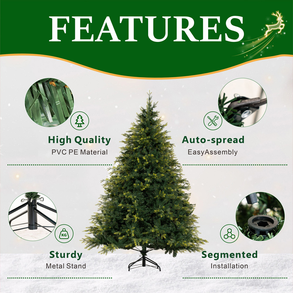 Abrihome Green Artificial Christmas Tree with 852 Mixed Tips 6ft Image 7