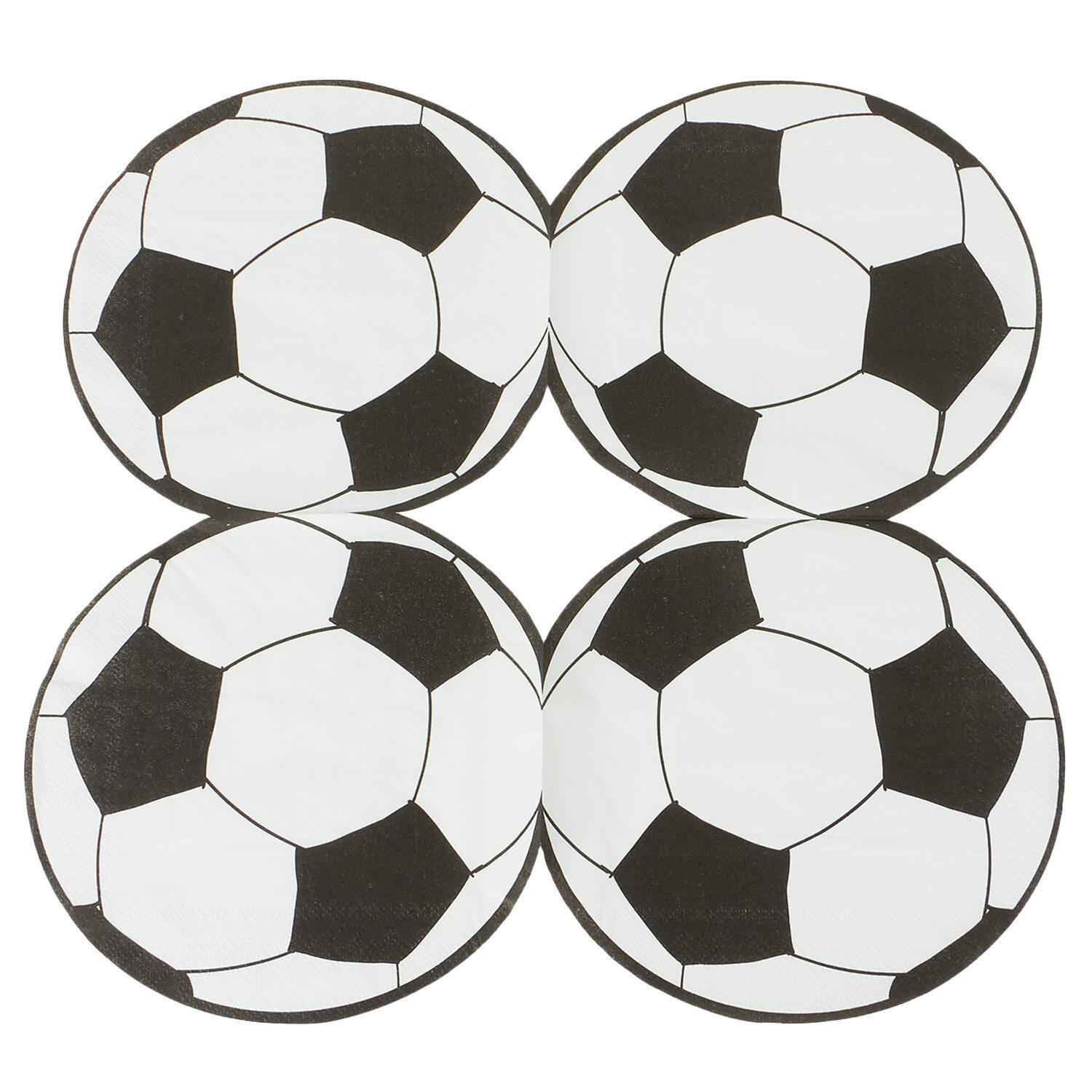 Pack of 16 Football Shaped Napkins - Black and White Image 4