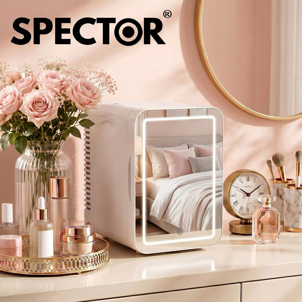 Spector White Portable Cooler Warmer Mini Fridge with LED Makeup Mirror 5L Image 8