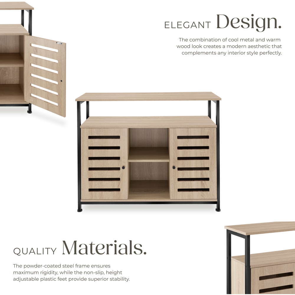 Tectake Warrington 2 Door 3 Shelf Light Sonoma Oak Sideboard Image 4