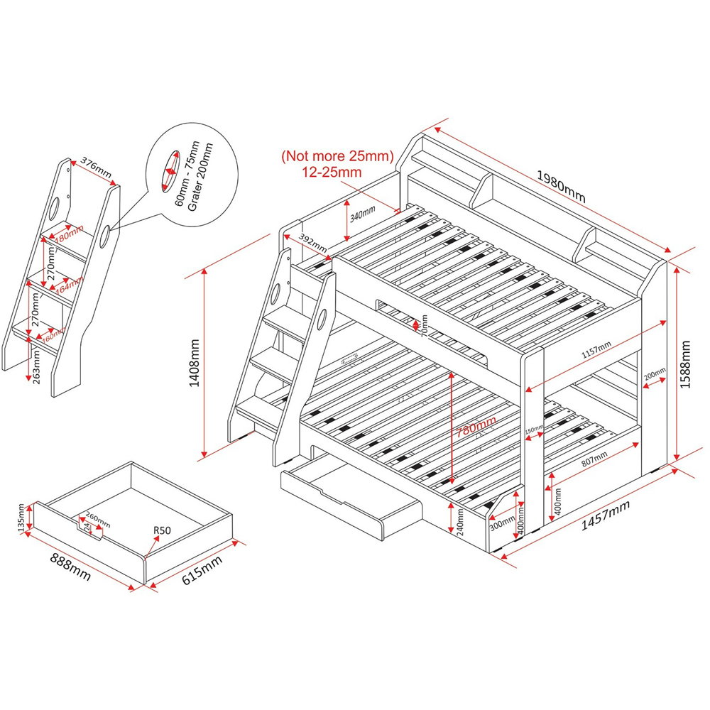 Flair Flick White Triple Bunk Bed Image 5