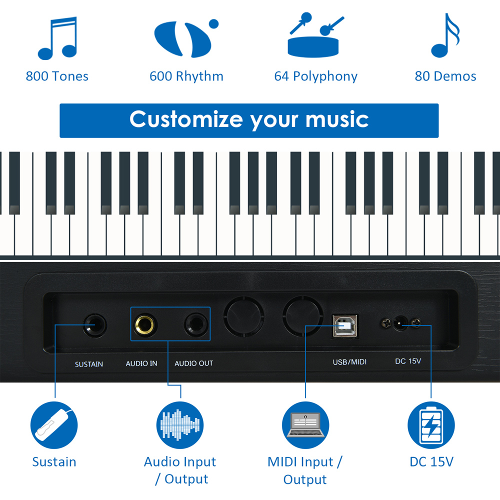 Costway Black 88 Key Weighted Digital Piano Image 5