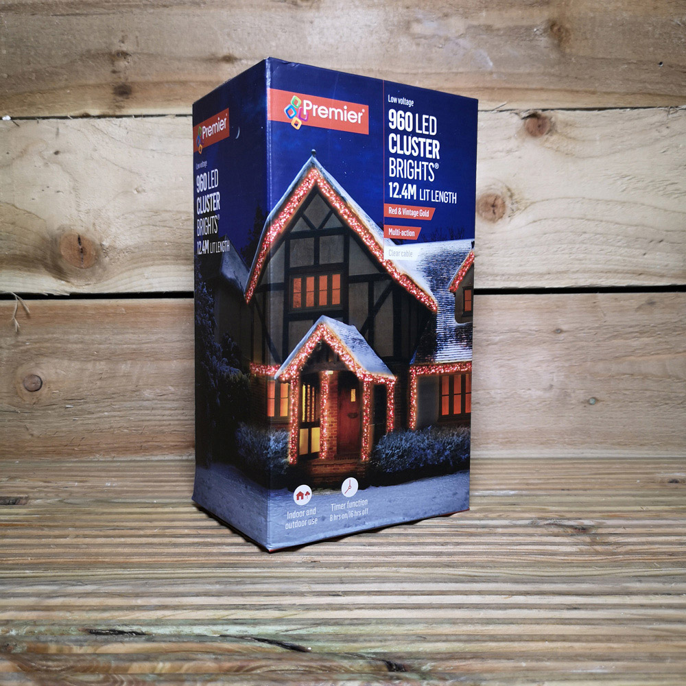 Premier ClusterBrights 960 Red and Gold Vintage LED Multi-Function Christmas Cluster Light 12.4m Image 9