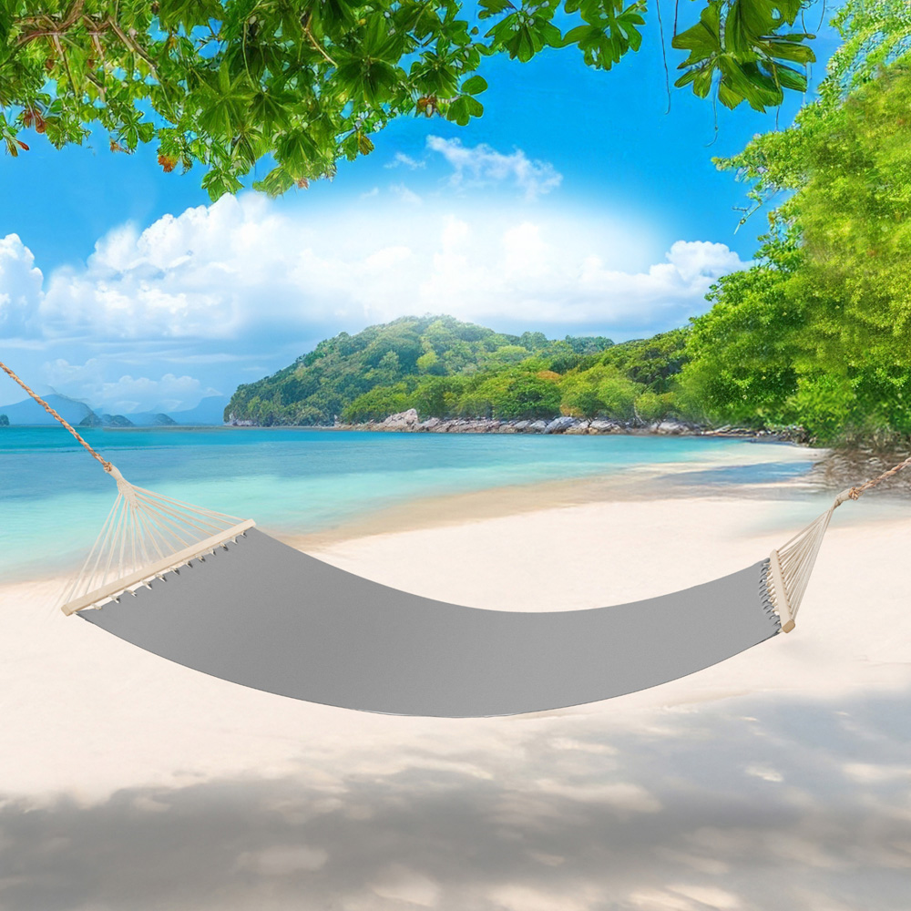 tectake Eden 2 Seater Light Grey Hammock with Support Bars Image 1