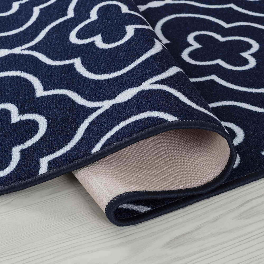 Desire Rugs Havana Navy Quatrefoil Anti Slip Door Mat 120 x 67cm Image 3