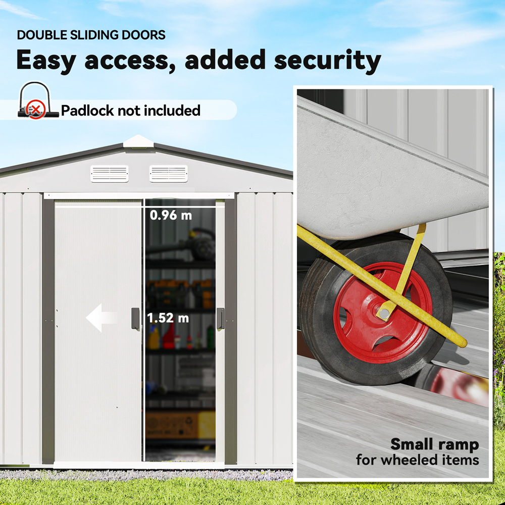 Outsunny 9 x 6ft Silver Metal Apex Garden Shed Image 4