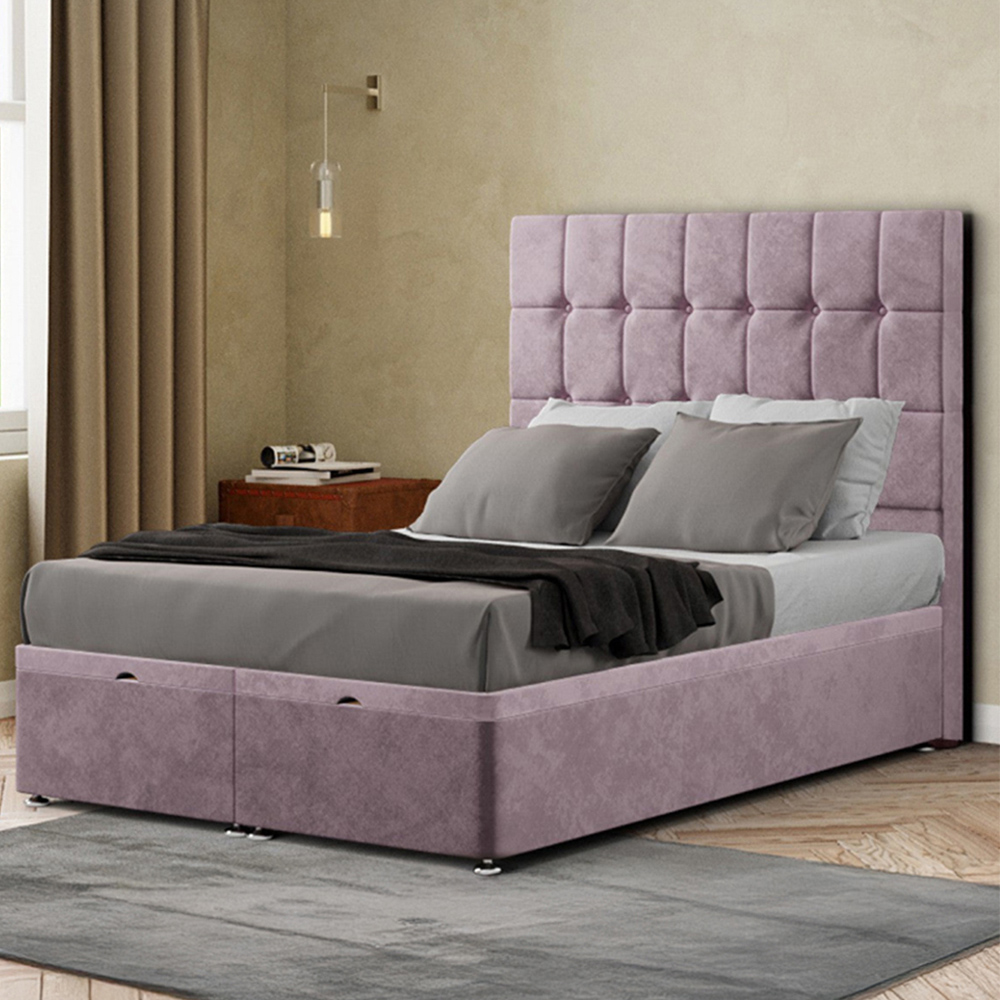 Portland Venezia Super King Blush Plush Ottoman Bed with Headboard Image 1