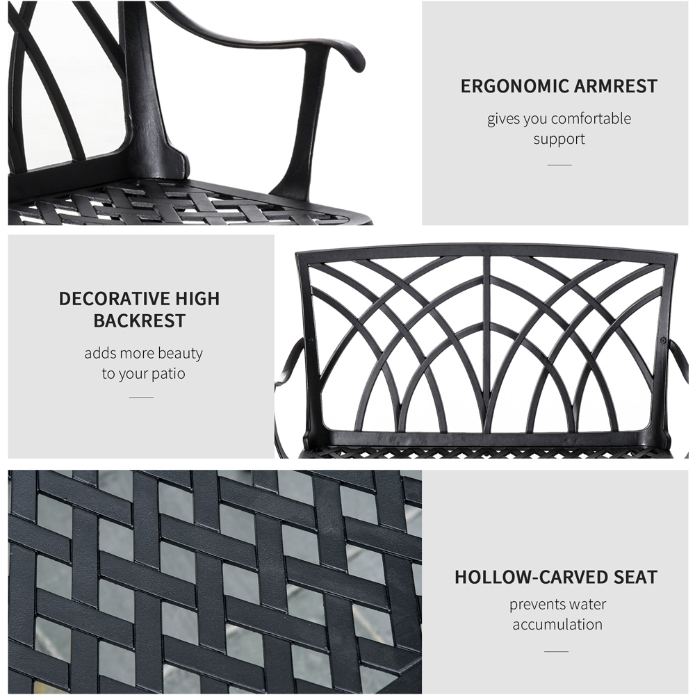 Outsunny 2 Seater Black Decorative Aluminium Loveseat Bench Image 5
