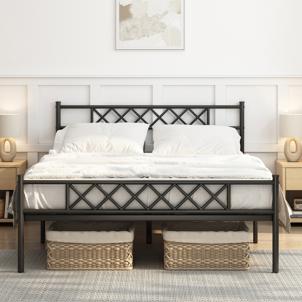 Brooklyn Felix King Size Black Metal Bed Frame with Headboard and Footboard Image 4