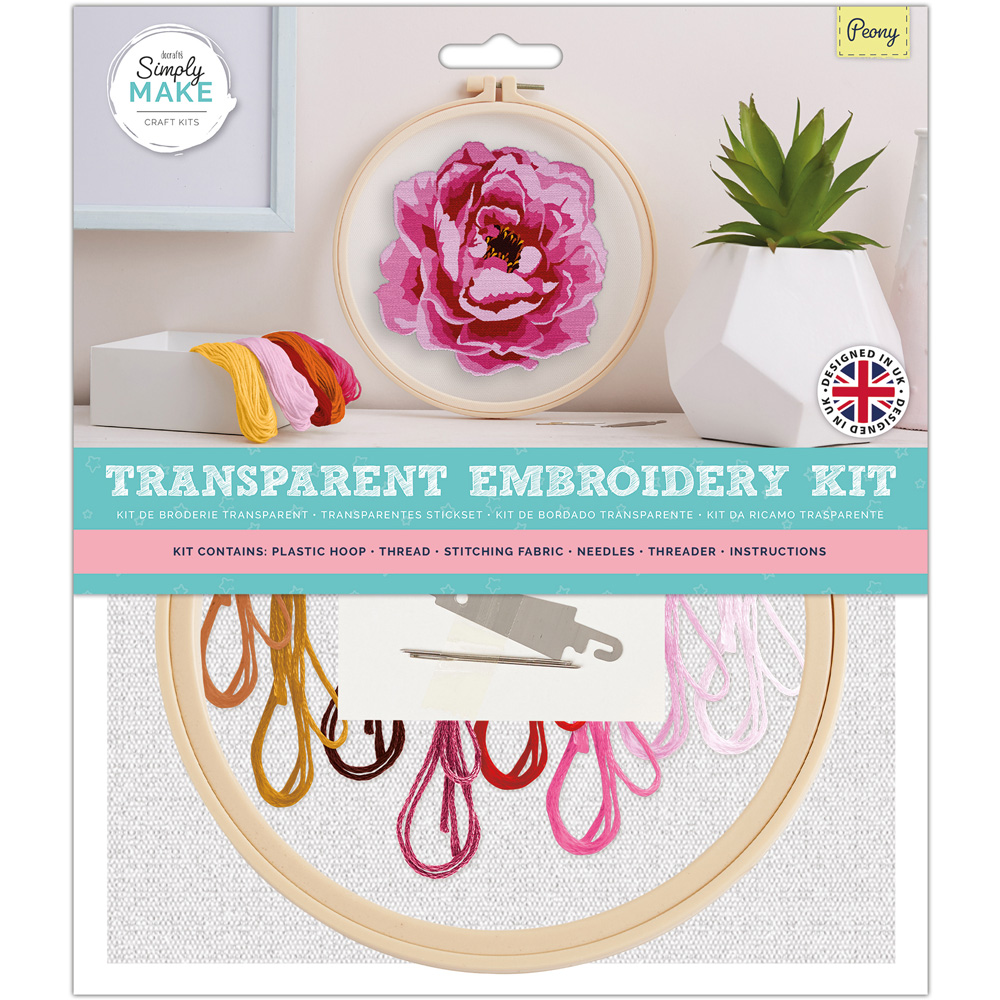 Simply Make Peony Embroidery Craft Kit Image 1