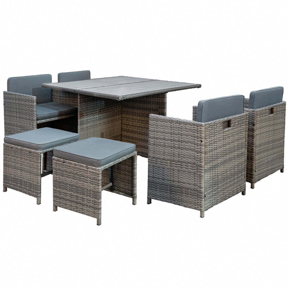 Home Detail Mekong 6 Seater Grey Rattan Garden Dining Set Image 2