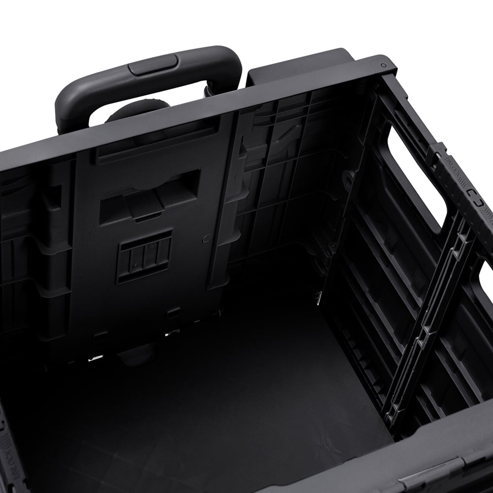 Living and Home Black Collapsible Rolling Long Utility Cart with Telescoping Handle 75L Image 3