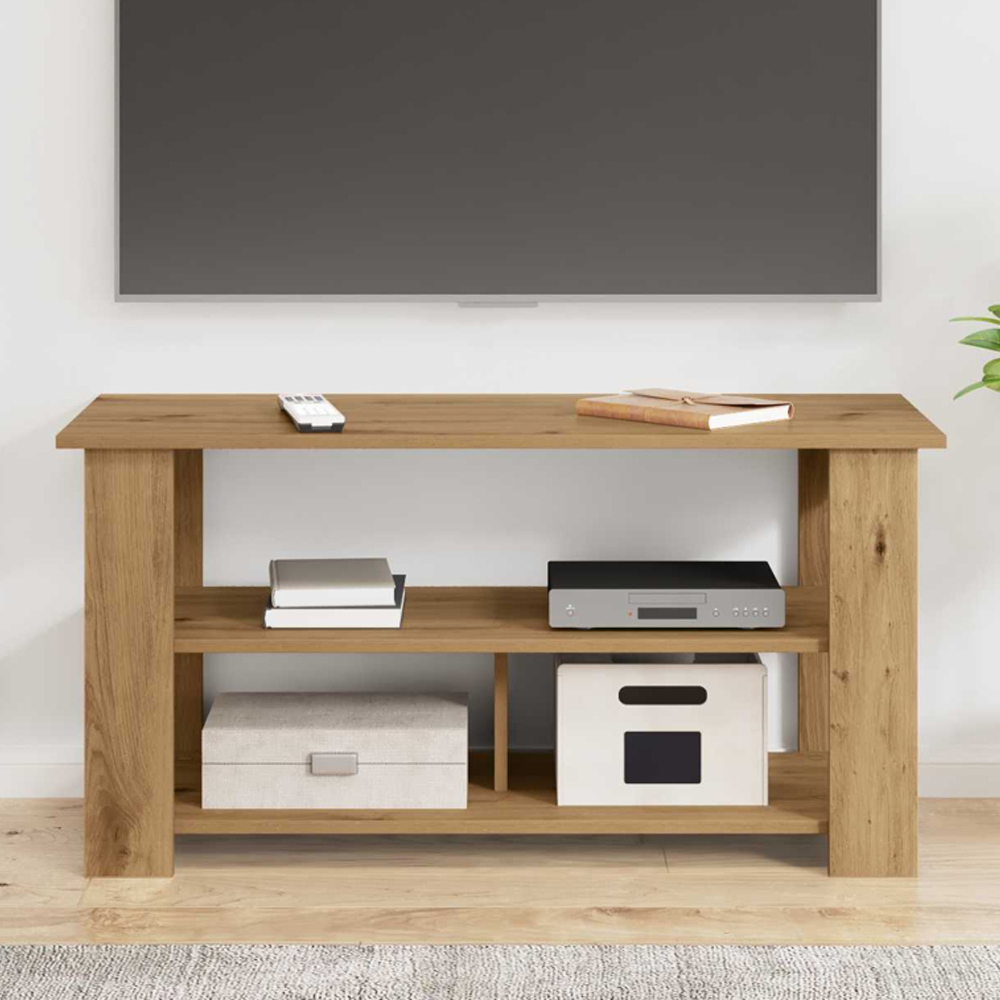 vidaXL 2 Shelf Artisan Oak Wide TV Stand Image 1