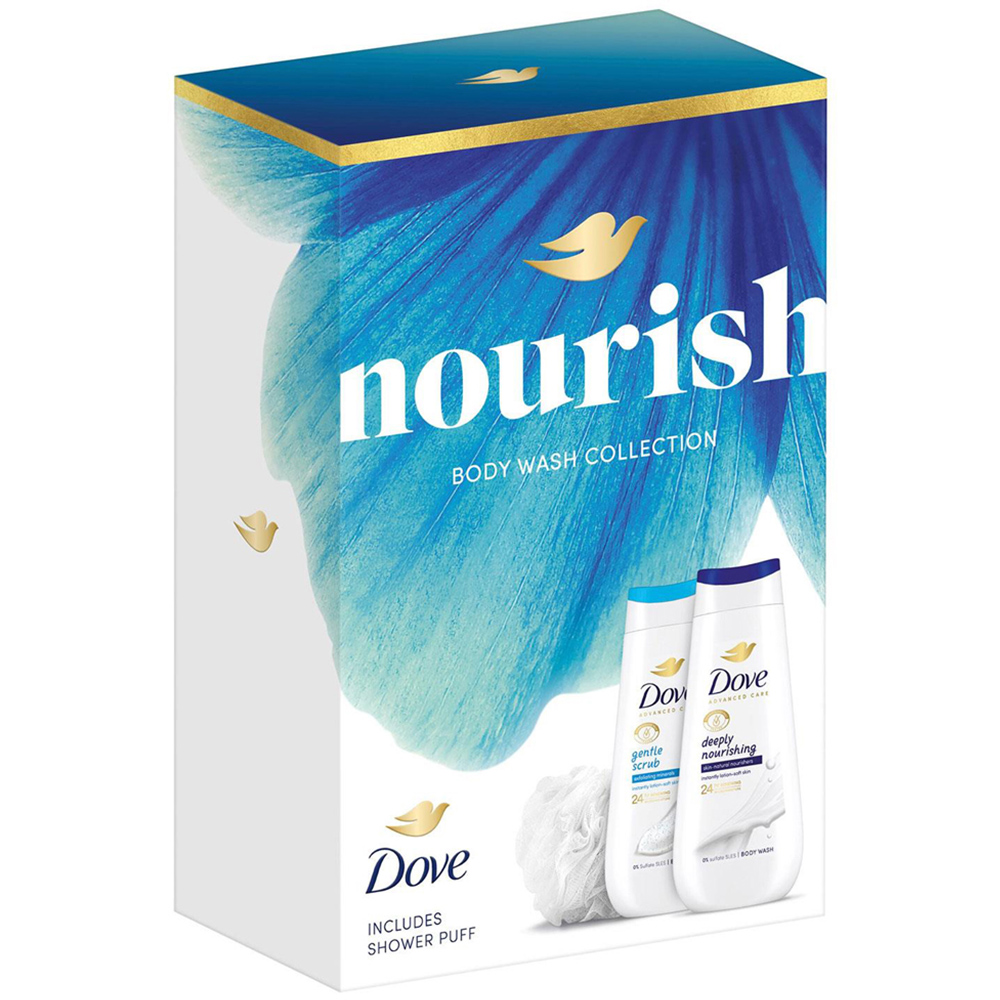 Dove Nourish Gentle Scrub and Deeply Nourishing Bodywash Duo Gift Set 225ml 4 Pack Image 4