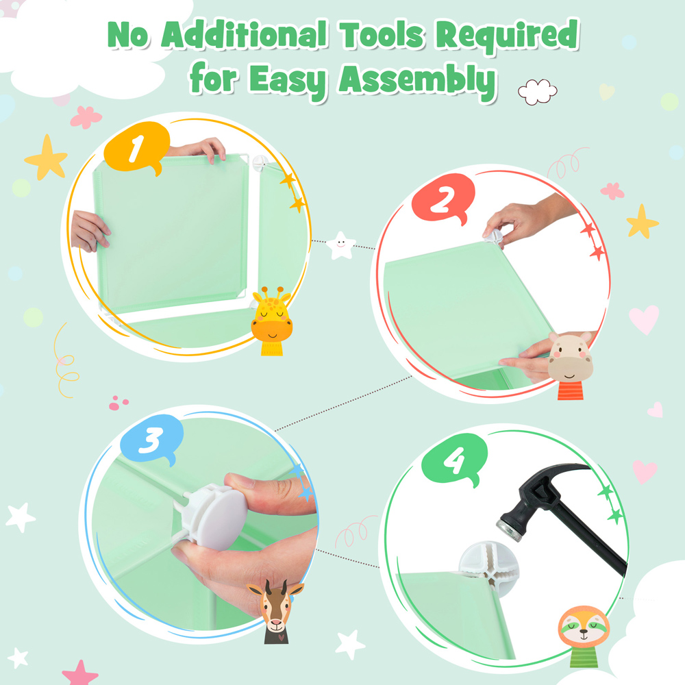 Costway 12 Cube Green Kids Portable Wardrobe Image 5